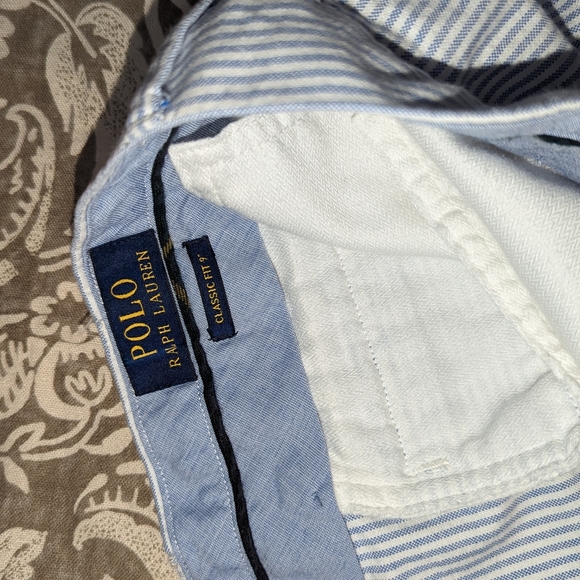 Men's 36 9" Polo Ralph Lauren Classic Fit Shorts Blue White Striped Preppy - Picture 4 of 4